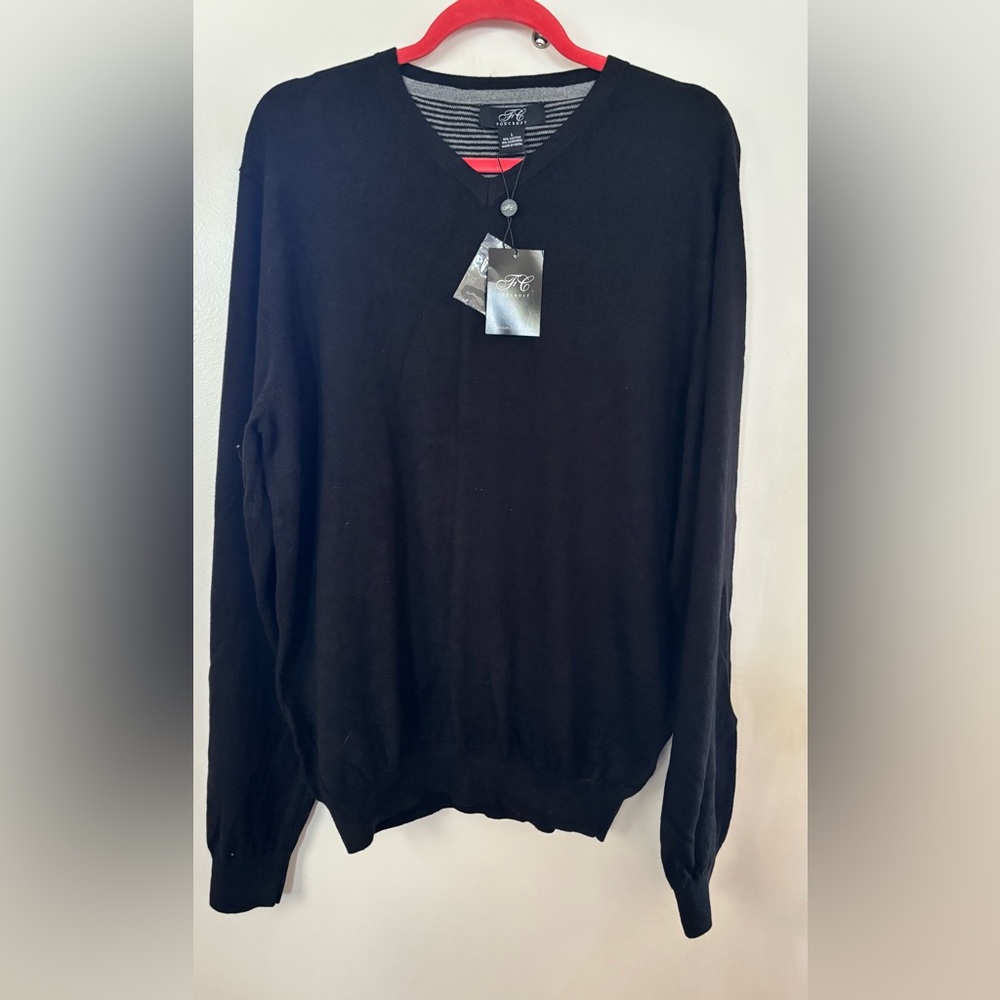 Foxcroft Cashmere Blend Sweater
Large Black Pullover V Neck Old
Money Capsule